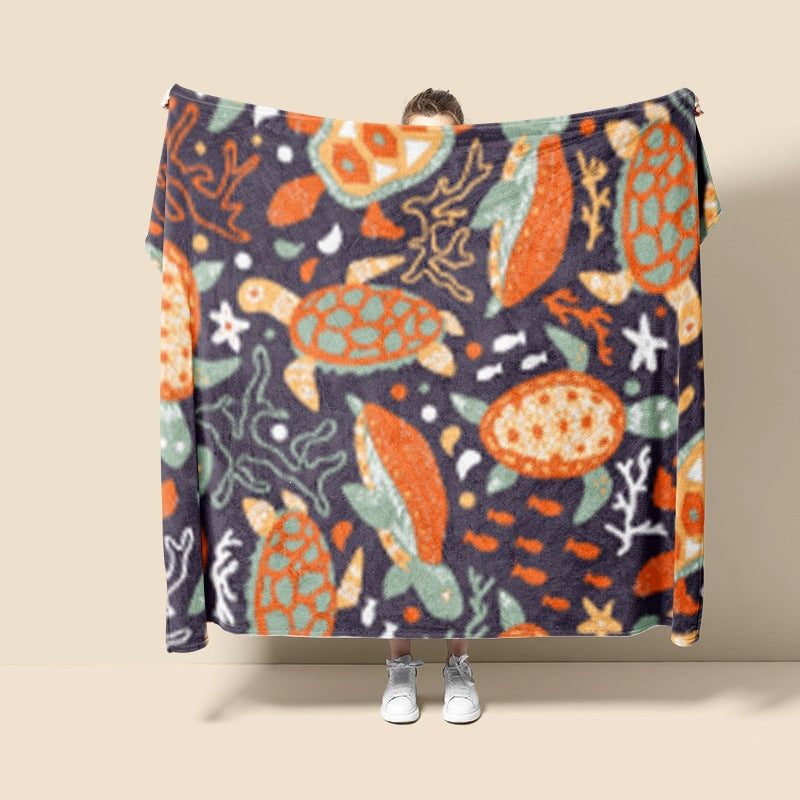 Plush Turtle-Themed Throw Blanket