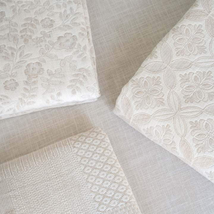 Reversible Textured Jacquard Cotton Coverlet with Button-Closure Pillowcase Set