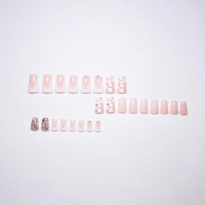 Decorative Press-On Nail Art Set with Gemstone Accents Stornfield