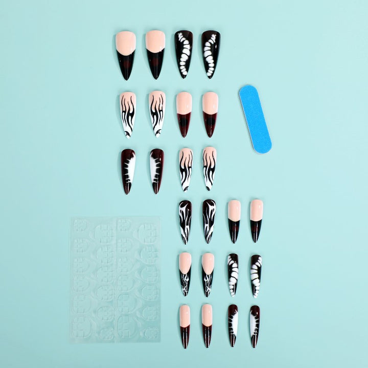 Artificial nails with creative black-and-white pattern Stornfield