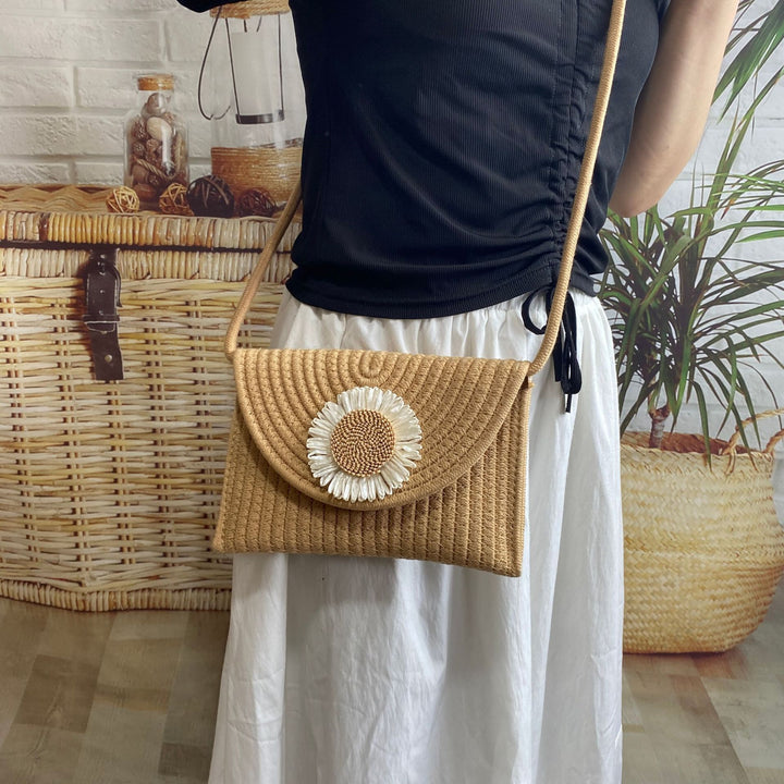Fashionable shoulder bag with flower appliqué Stornfield