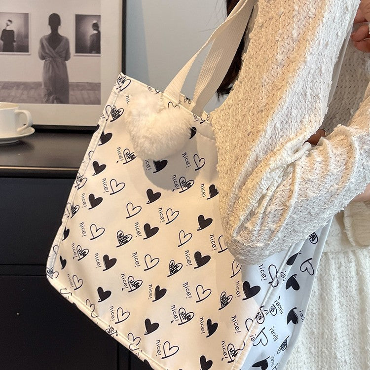 Cute Heart Patterned Tote Bag