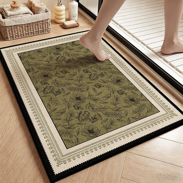 Vintage Botanical Floral Bath Mat