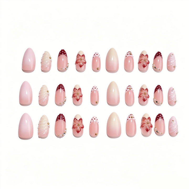 Premium Floral Embellished Press-On Nail Art Set