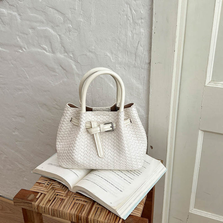 Woven Leather Handheld Tote