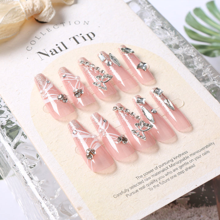 Glamorous Crystal-Embellished Press-On Nail Set Stornfield