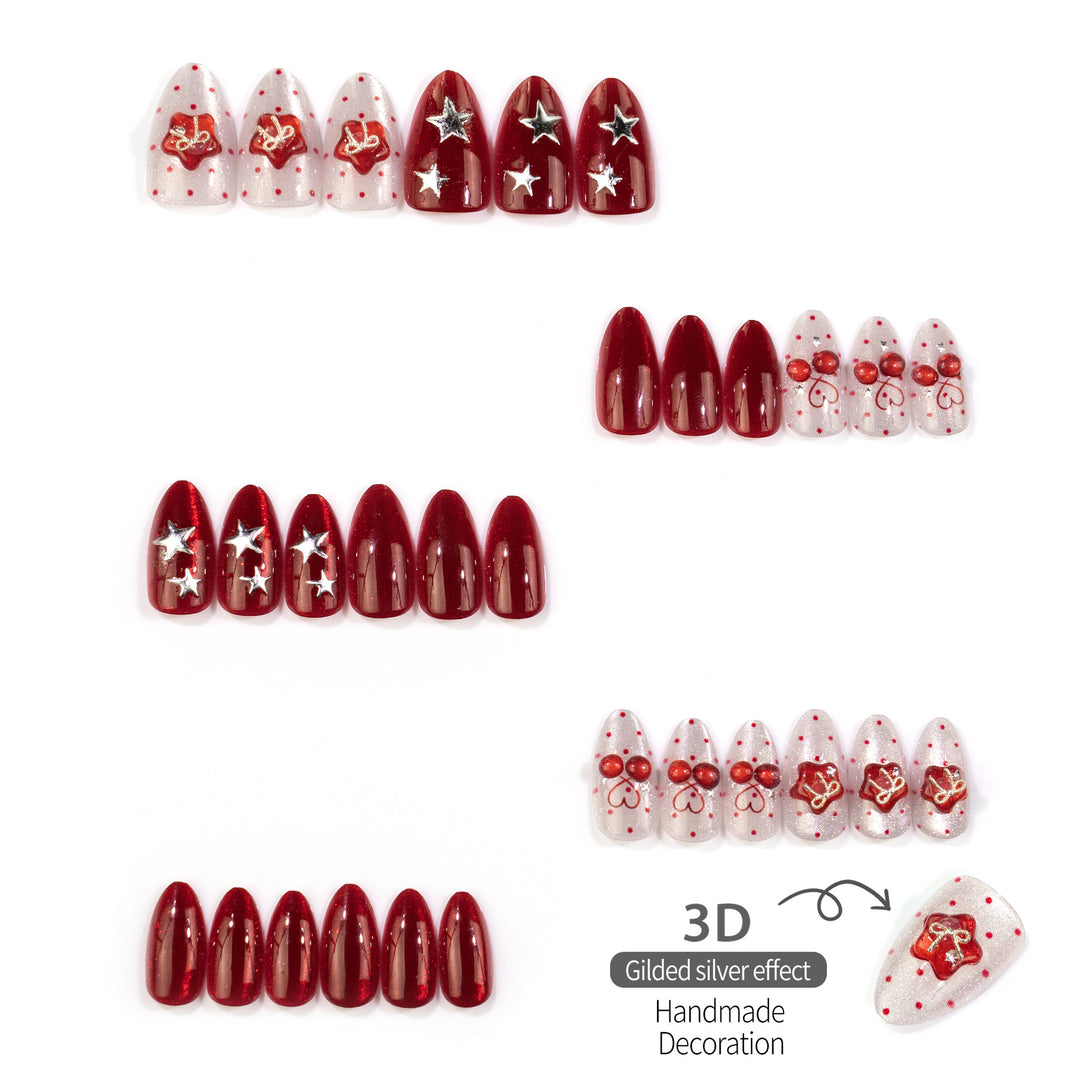 Decorative Gemstone-Embellished Press-On Nail Set