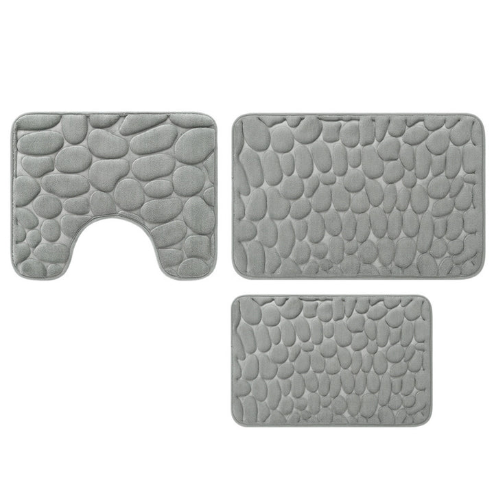 Soft Touch Stone Pattern Bathroom Rug Set Stornfield