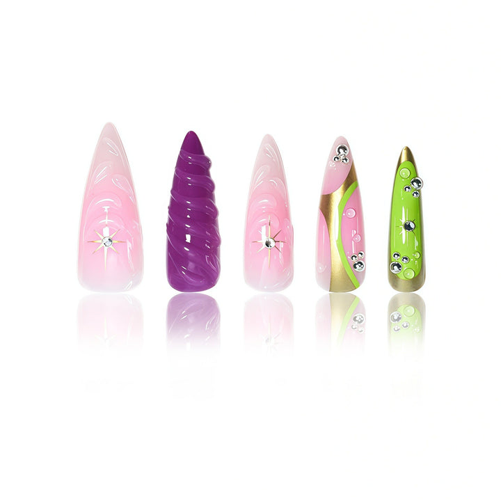 Artistic Almond-Shaped Nail Art Extensions Stornfield