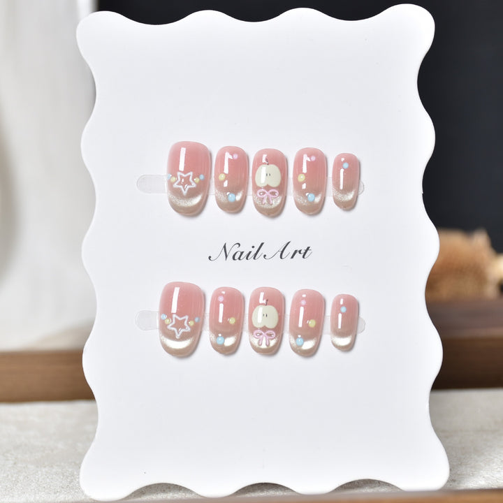Whimsical Character Designed Press-On Nail Art Stornfield