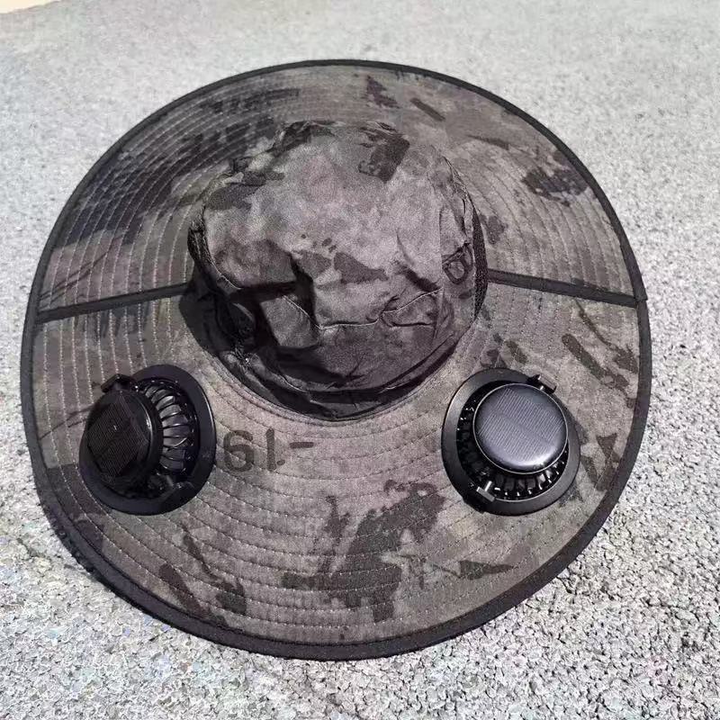 Ventilated outdoor fishing hat with two rechargeable fans, waterproof material and adjustable chin strap Stornfield
