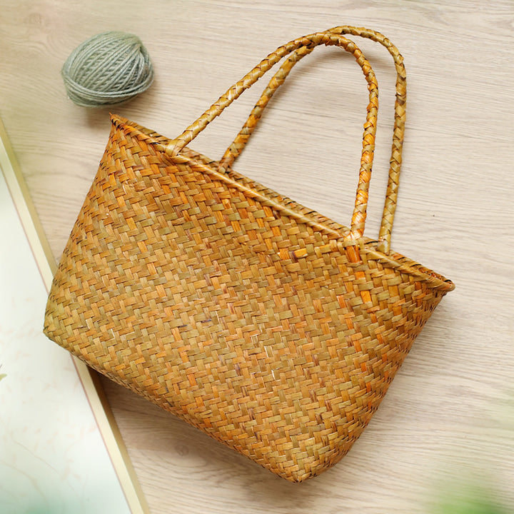 Unisex Handwoven Shopping Container with Double Handle Stornfield