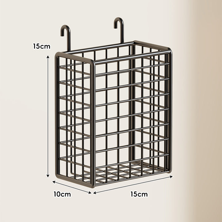 Compact Over-Cabinet Hanging Wire Grid Storage Basket with Dual Hooks