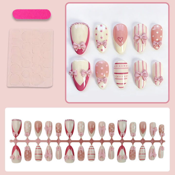 Nail art set with romantic bow and heart motifs Stornfield