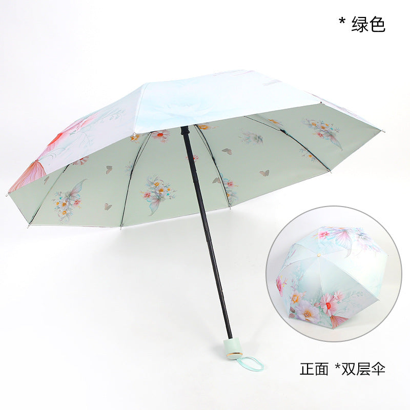 Ladies elegant folding umbrella with floral patterns Stornfield