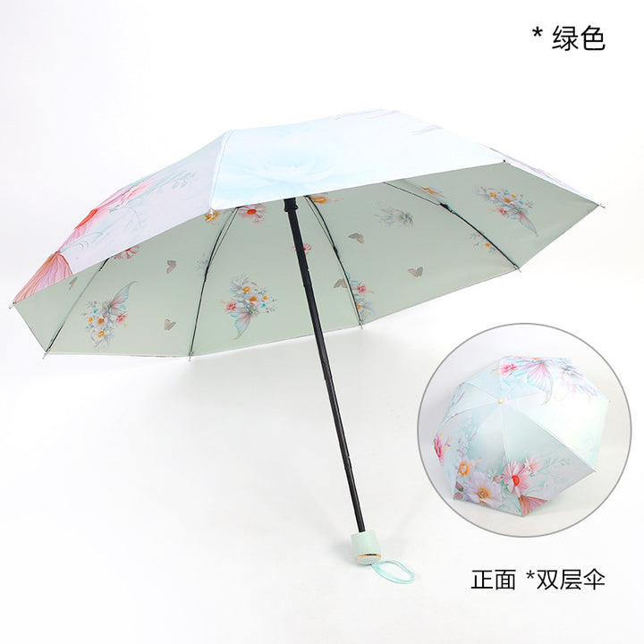 Ladies elegant folding umbrella with floral patterns Stornfield