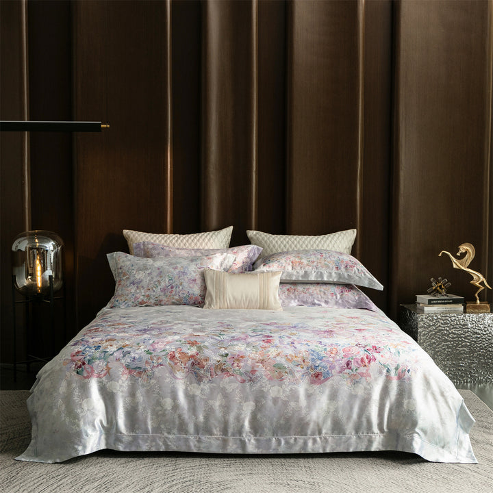 Luxury Floral Satin-Feel Duvet Cover Set