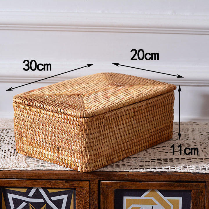 Women rectangular rattan storage basket Stornfield