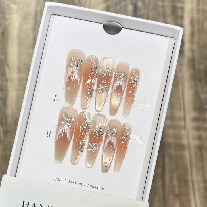 Decorative Rhinestone-Embellished Stiletto Press-On Nail Set Stornfield