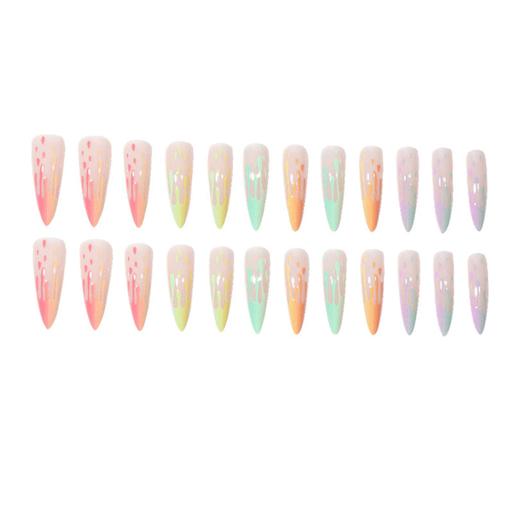 Artistic Drip-Effect Stiletto Press-On Nails Stornfield