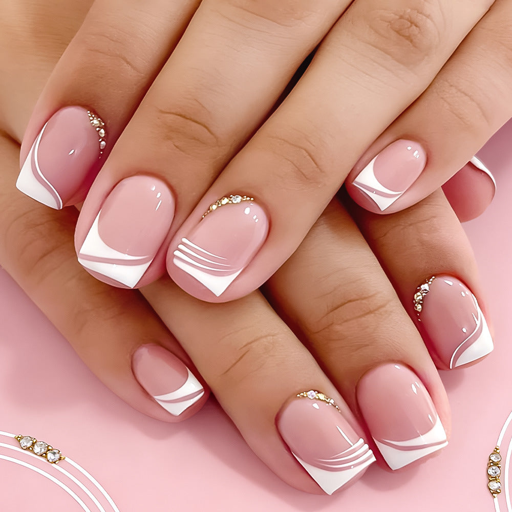 Elegant French Tip Press-On Nail Art Stornfield