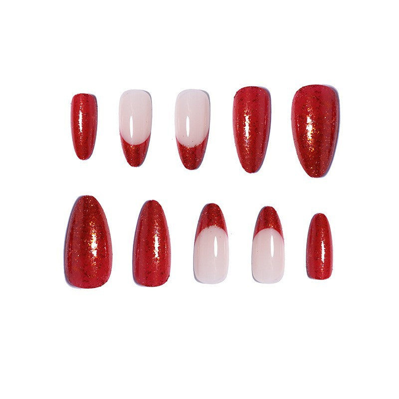 Premium Glossy Glittering Almond-Shaped Press-On Nails Stornfield