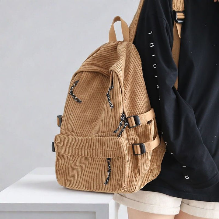 Cord-Backpack with Functional Zipper Pockets and Adjustable Shoulder Straps Stornfield