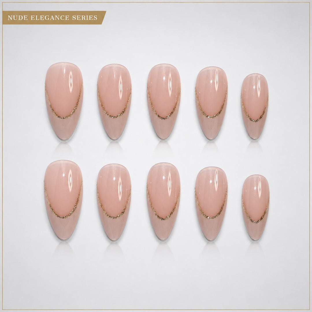 Elegant Artificial Nails with Gold Accents Stornfield