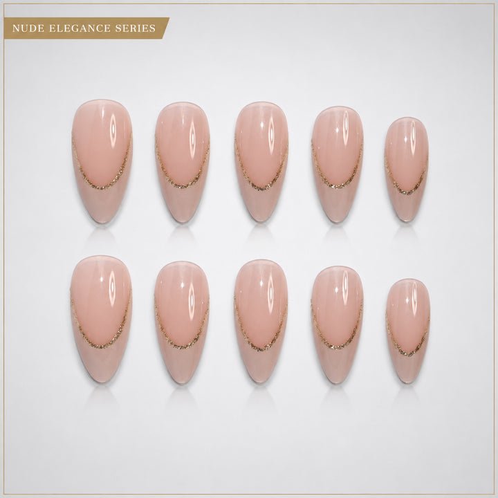 Elegant Artificial Nails with Gold Accents Stornfield