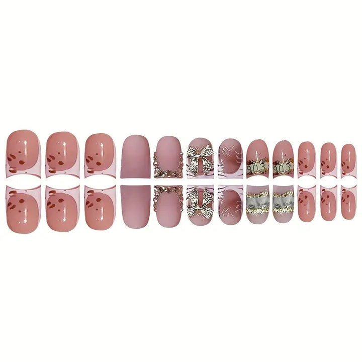 Decorative Gold-Accented Press-On Nail Art Stornfield