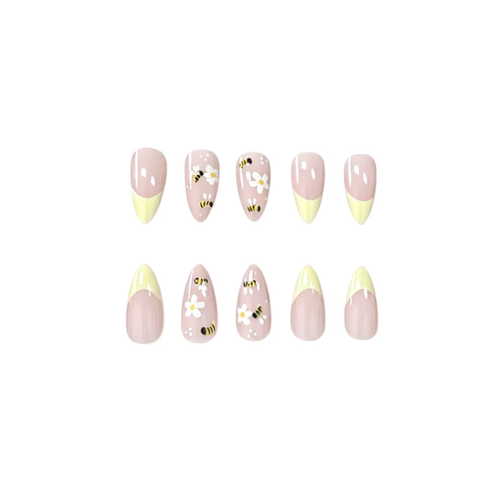 Floral Bee-Themed Nail Art Enhancements Stornfield