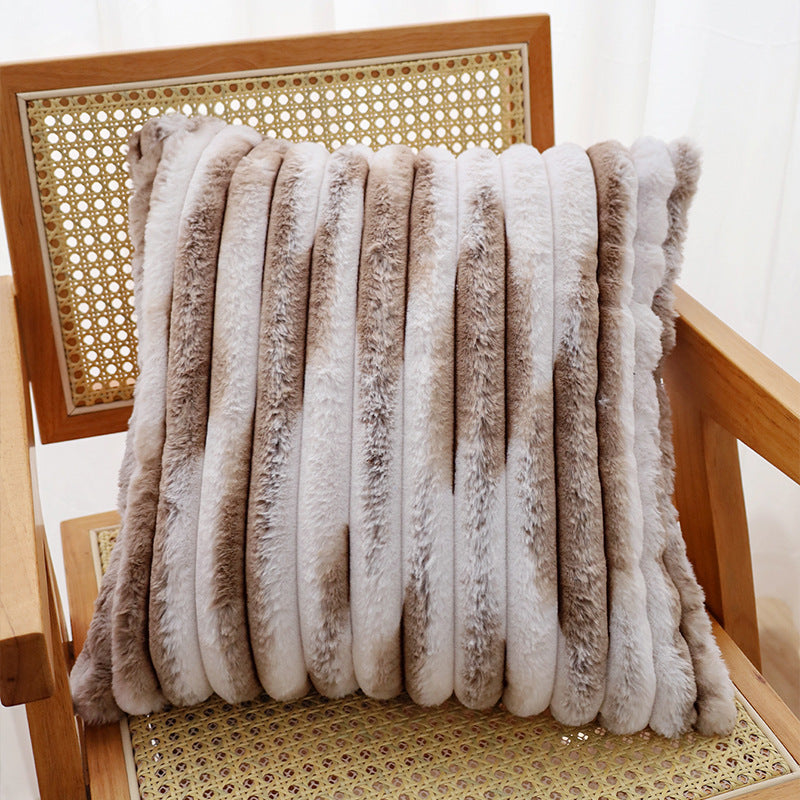 Square cushion cover made of wavy artificial fur with ribbed tube structure Stornfield