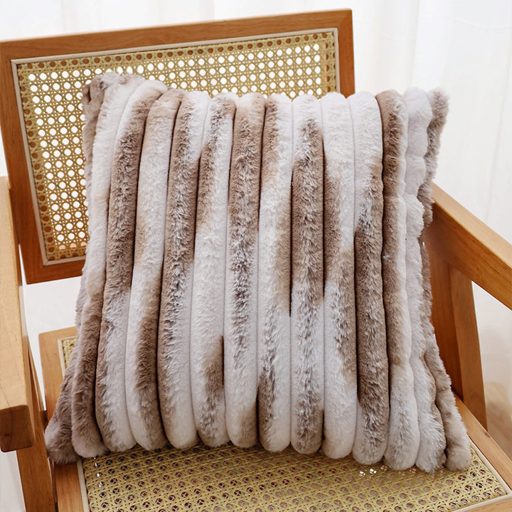 Square cushion cover made of wavy artificial fur with ribbed tube structure Stornfield