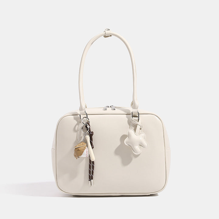 Trendy Handheld Satchel Bag with Decorative Charms