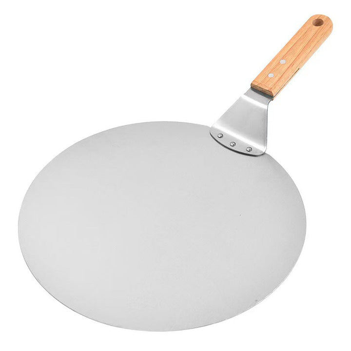 thin stainless steel round pizza peel with wooden handle Stornfield