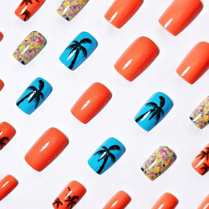 Artificial nails with tropical palm motif Stornfield