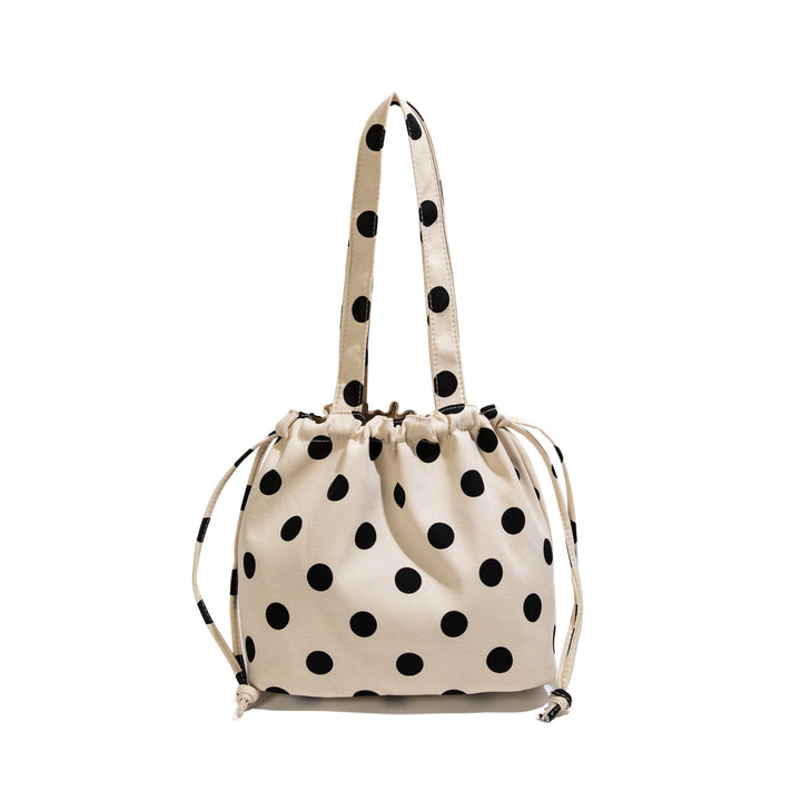 Cute Drawstring Dot Pattern Tote Bag