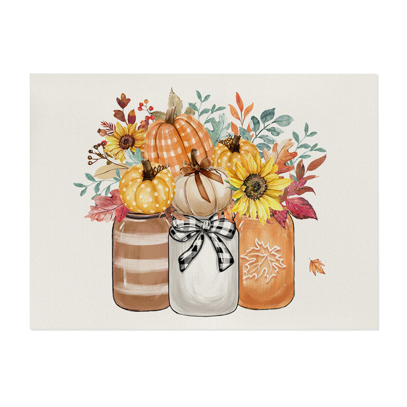 Autumn Harvest Printed Polyester Indoor Outdoor Welcome Doormat