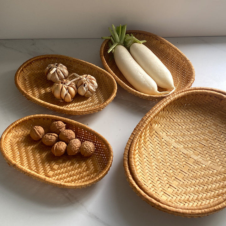 Women oval serving basket made of handwoven natural material Stornfield