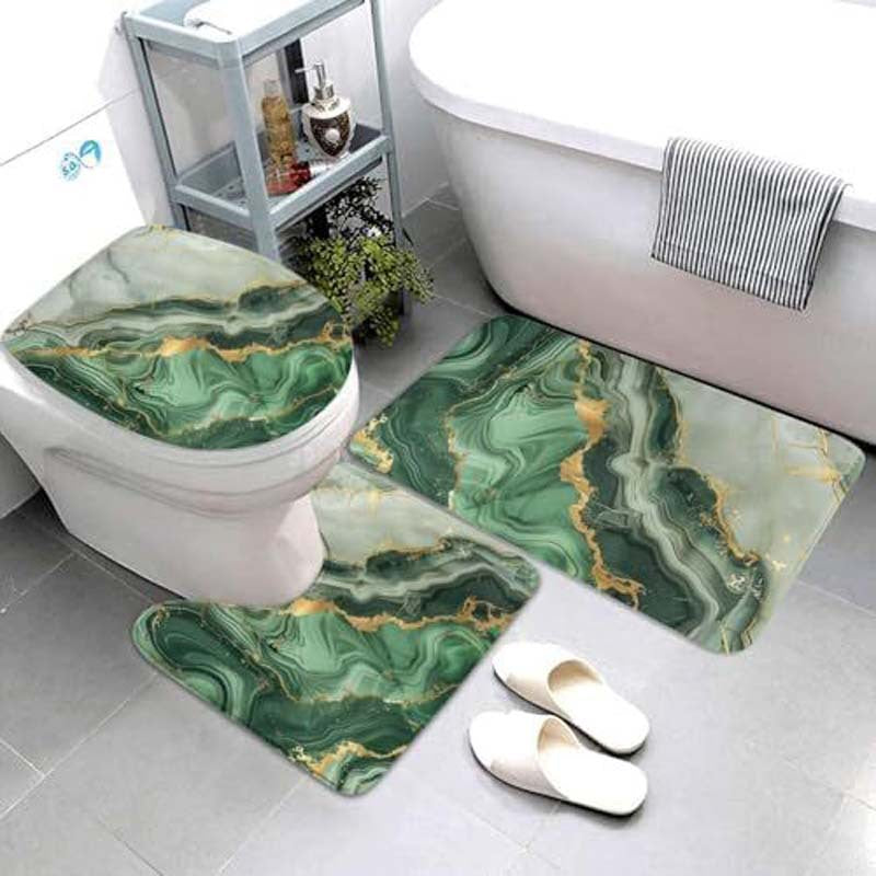Geometric Pattern Bathroom Mat Set