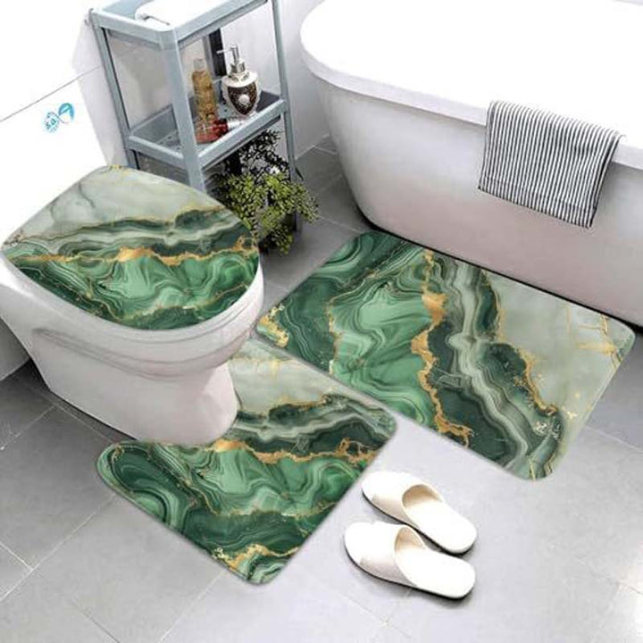 Geometric Pattern Bathroom Mat Set