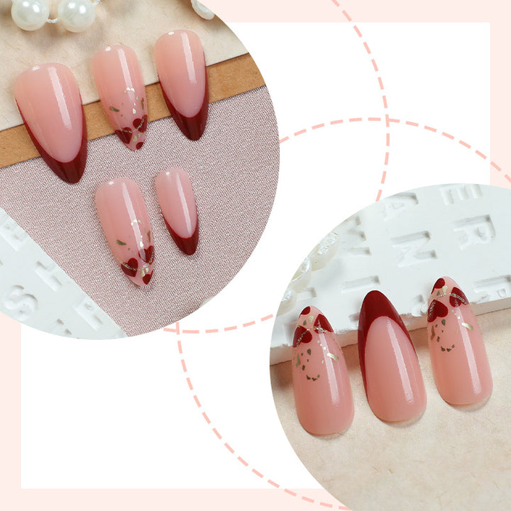 Elegant Stiletto Press-On Nail Set with Decorative Gold Accents Stornfield