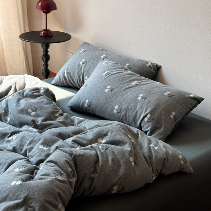 Cherry-Print Cotton Jersey Duvet Cover Set with Matching Pillowcases