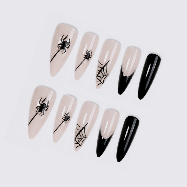 Creative nail art set with spider and spider web design Stornfield