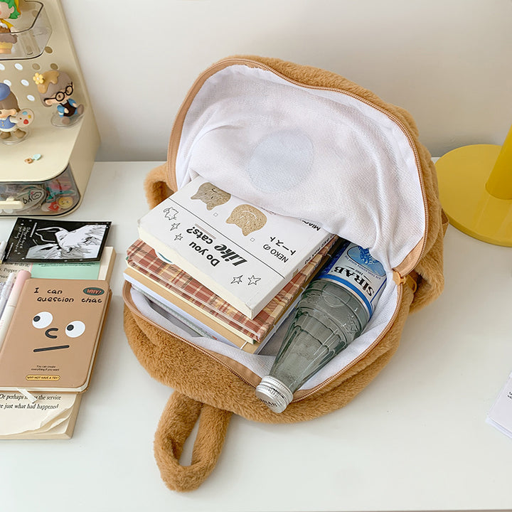 Plush backpack with animal motif and practical compartments Stornfield