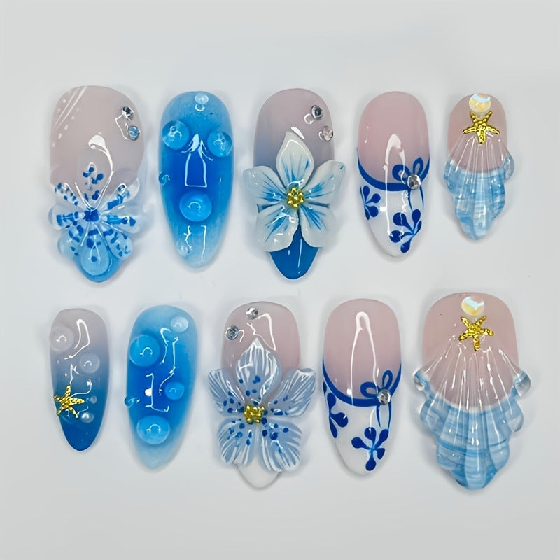 Decorative Floral Press-On Nails Stornfield