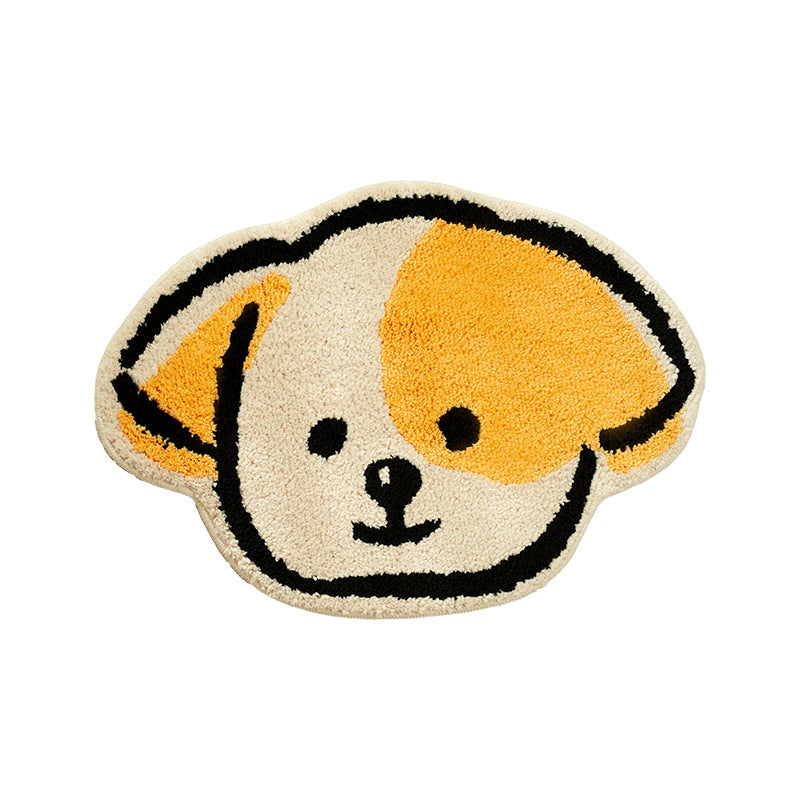 Playful children's rug in cheese shape with tufted chenille surface and non-slip backing Stornfield