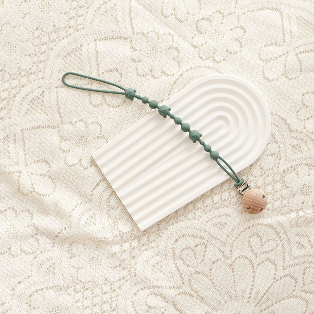 Silicone Beaded Pacifier Clip with Safety Lock