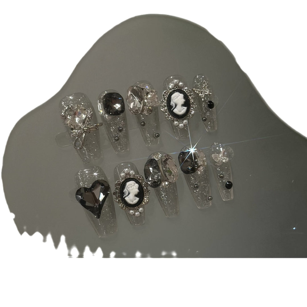 Elegantly Embellished Decorative Press-On Nail Set