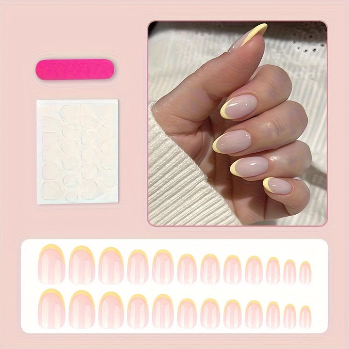 Artificial nail set with elegant French tips and creative accents Stornfield